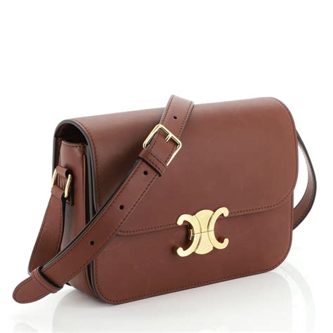 celine brown leather shoulder bag|celine shoulder bag triomphe.